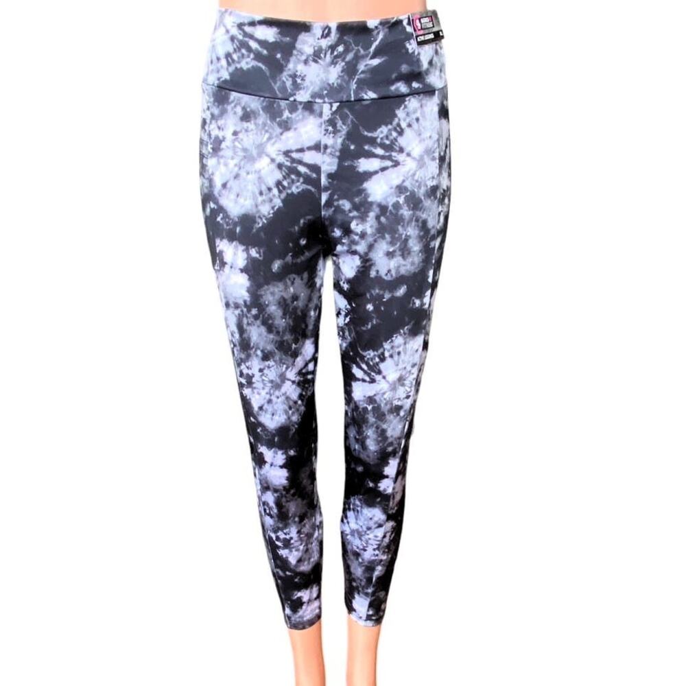 NWT ~ Black Tie Dye Activewear Workout Leggings by SERIES 8 FITNESS ~ Women's XL
